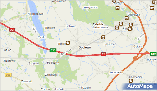 mapa Dopiewo, Dopiewo na mapie Targeo