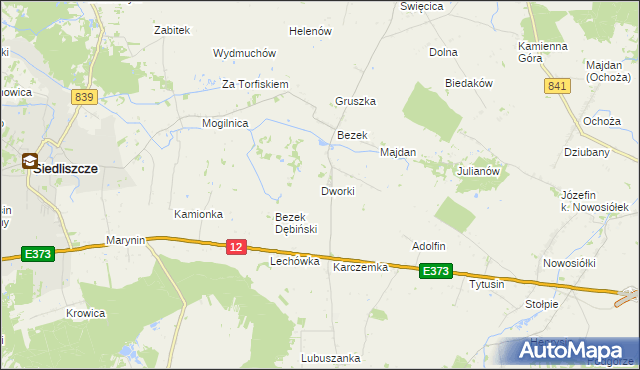 mapa Dworki gmina Siedliszcze, Dworki gmina Siedliszcze na mapie Targeo