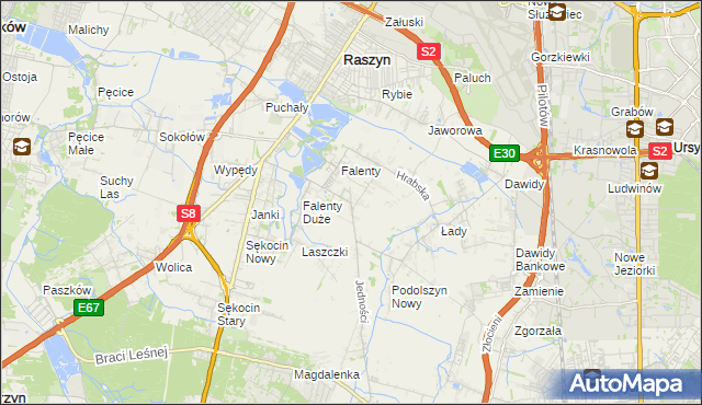 mapa Falenty Nowe, Falenty Nowe na mapie Targeo