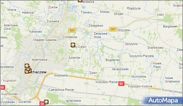 mapa Feliksów gmina Sochaczew, Feliksów gmina Sochaczew na mapie Targeo