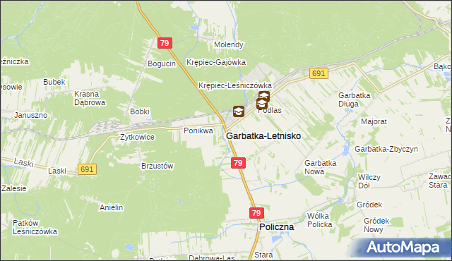 mapa Garbatka-Letnisko, Garbatka-Letnisko na mapie Targeo