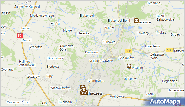 mapa Gawłów gmina Sochaczew, Gawłów gmina Sochaczew na mapie Targeo