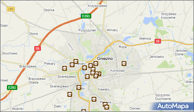 mapa Gniezna, Gniezno na mapie Targeo