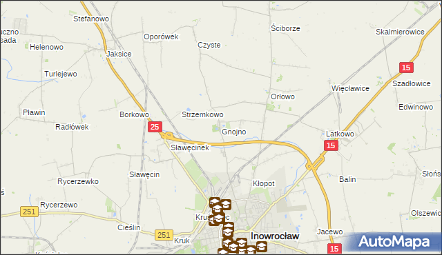 mapa Gnojno gmina Inowrocław, Gnojno gmina Inowrocław na mapie Targeo