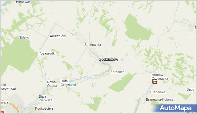 mapa Godziszów powiat janowski, Godziszów powiat janowski na mapie Targeo