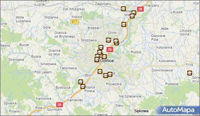 mapa Gorlic, Gorlice na mapie Targeo