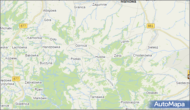 mapa Husów, Husów na mapie Targeo