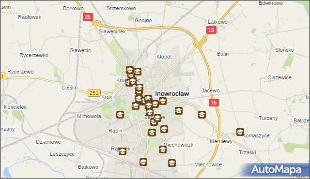 mapa Inowrocławia, Inowrocław na mapie Targeo