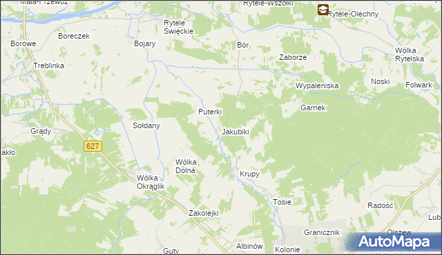 mapa Jakubiki, Jakubiki na mapie Targeo
