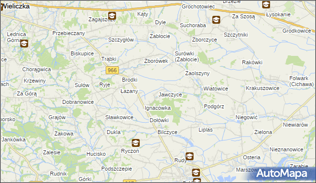 mapa Jawczyce gmina Biskupice, Jawczyce gmina Biskupice na mapie Targeo