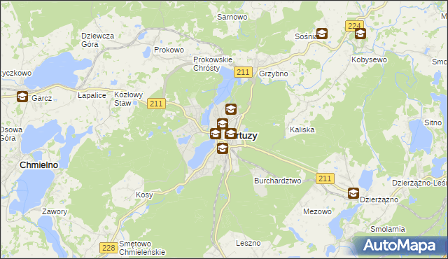 mapa Kartuzy, Kartuzy na mapie Targeo