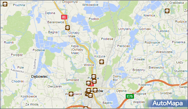 mapa Kiczyce, Kiczyce na mapie Targeo