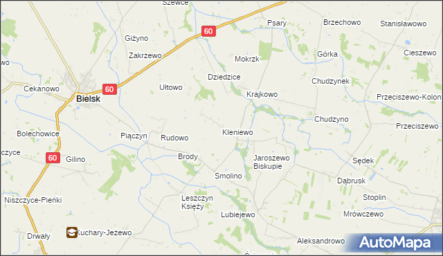 mapa Kleniewo gmina Bielsk, Kleniewo gmina Bielsk na mapie Targeo
