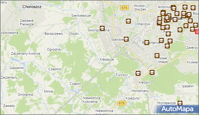 mapa Klepacze gmina Choroszcz, Klepacze gmina Choroszcz na mapie Targeo