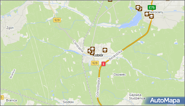 mapa Kobiór, Kobiór na mapie Targeo