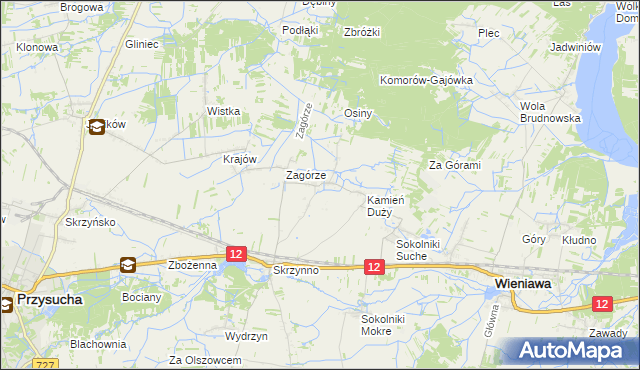 mapa Komorów gmina Wieniawa, Komorów gmina Wieniawa na mapie Targeo