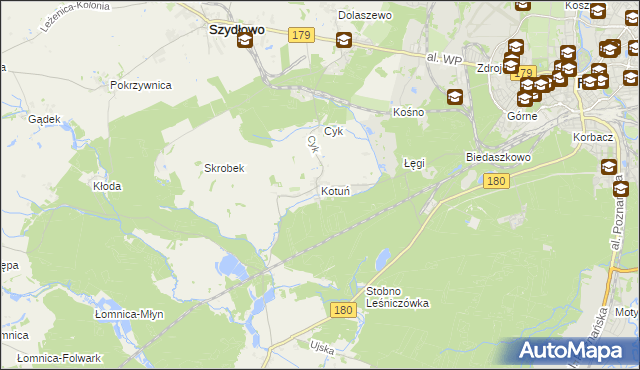 mapa Kotuń gmina Szydłowo, Kotuń gmina Szydłowo na mapie Targeo