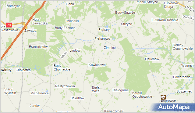 mapa Kowiesy gmina Mszczonów, Kowiesy gmina Mszczonów na mapie Targeo