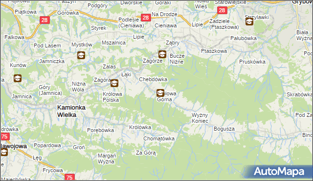 mapa Królowa Górna, Królowa Górna na mapie Targeo
