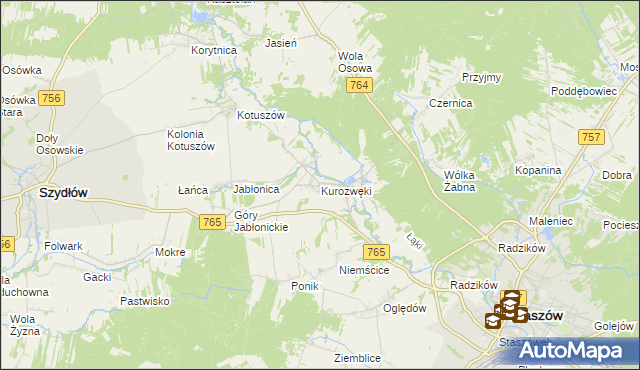 mapa Kurozwęki, Kurozwęki na mapie Targeo