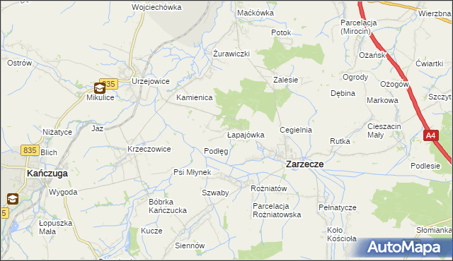 mapa Łapajówka gmina Zarzecze, Łapajówka gmina Zarzecze na mapie Targeo