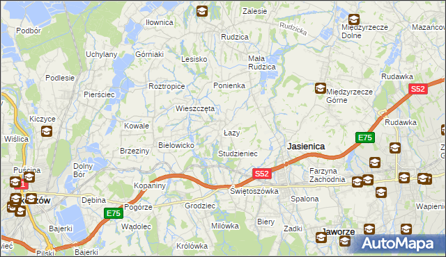 mapa Łazy gmina Jasienica, Łazy gmina Jasienica na mapie Targeo
