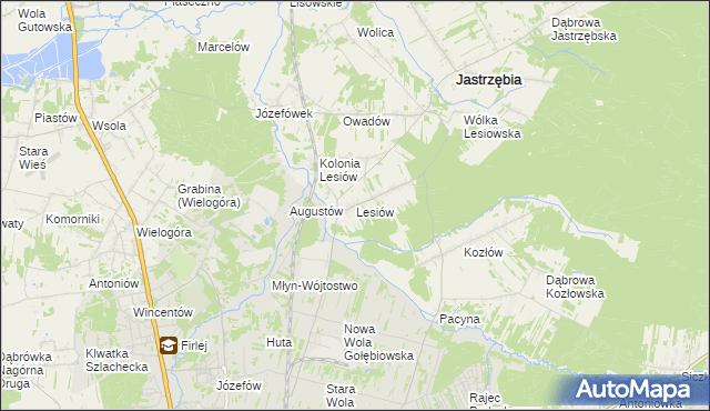 mapa Lesiów, Lesiów na mapie Targeo