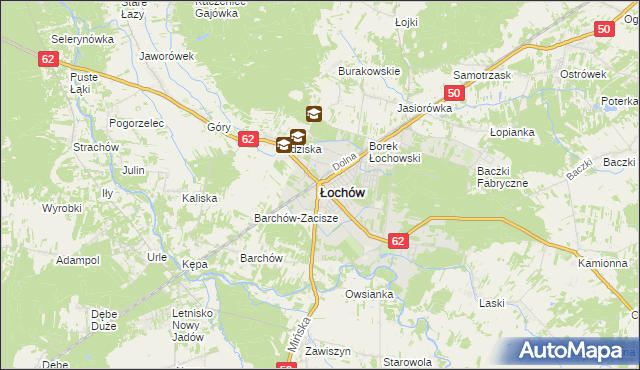mapa Łochów powiat węgrowski, Łochów powiat węgrowski na mapie Targeo