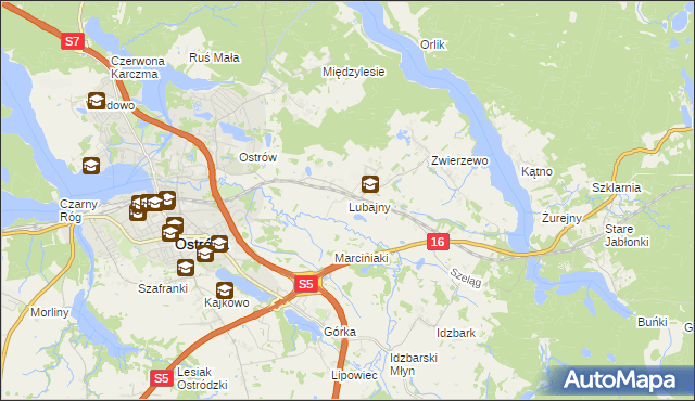 mapa Lubajny, Lubajny na mapie Targeo