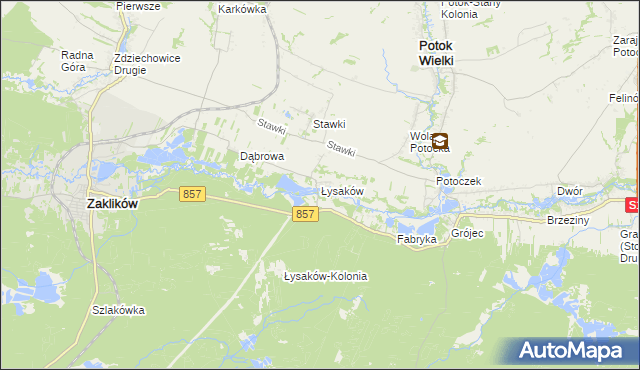 mapa Łysaków gmina Zaklików, Łysaków gmina Zaklików na mapie Targeo