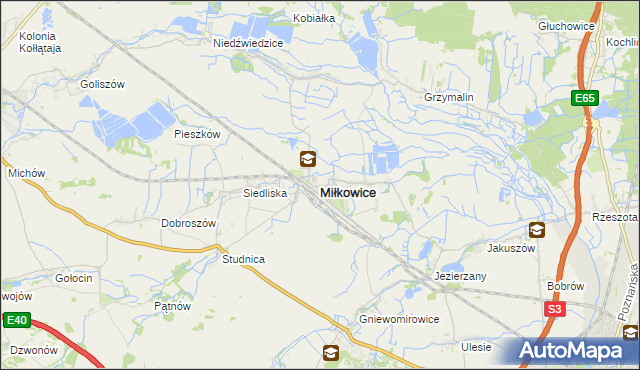 mapa Miłkowice powiat legnicki, Miłkowice powiat legnicki na mapie Targeo
