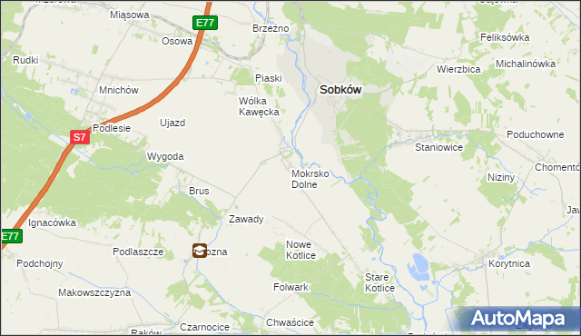 mapa Mokrsko Dolne, Mokrsko Dolne na mapie Targeo