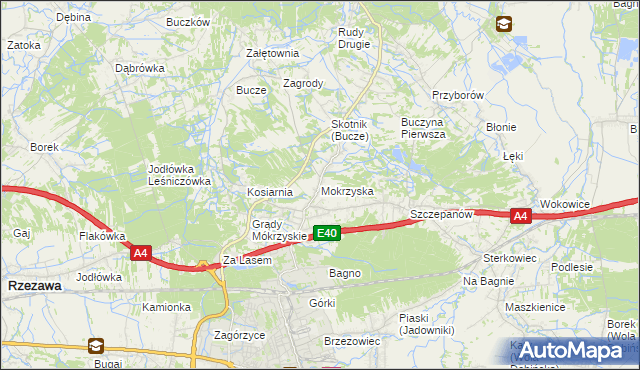 mapa Mokrzyska, Mokrzyska na mapie Targeo
