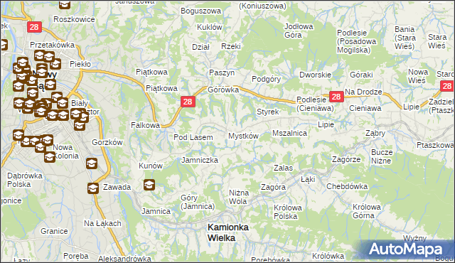 mapa Mystków, Mystków na mapie Targeo