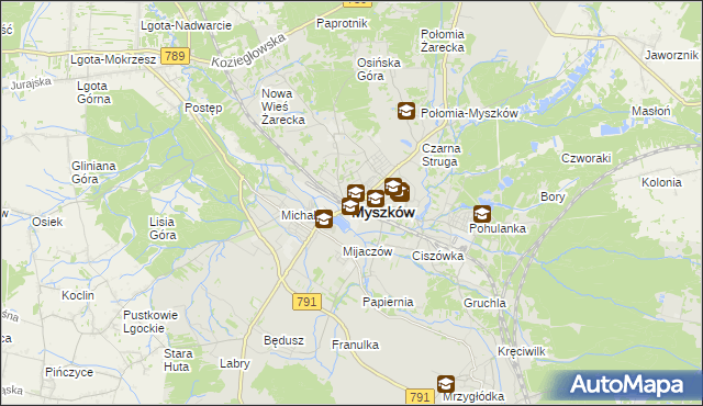 mapa Myszków, Myszków na mapie Targeo