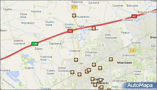 mapa Natolin gmina Grodzisk Mazowiecki, Natolin gmina Grodzisk Mazowiecki na mapie Targeo