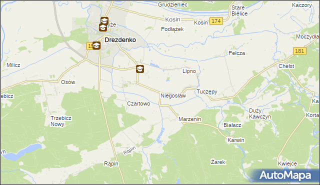 mapa Niegosław, Niegosław na mapie Targeo