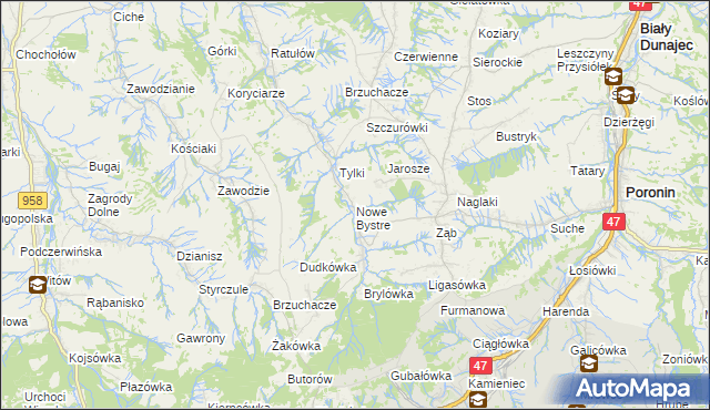 mapa Nowe Bystre, Nowe Bystre na mapie Targeo