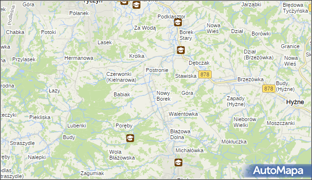 mapa Nowy Borek gmina Błażowa, Nowy Borek gmina Błażowa na mapie Targeo