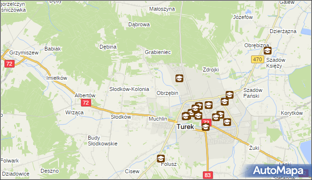 mapa Obrzębin, Obrzębin na mapie Targeo