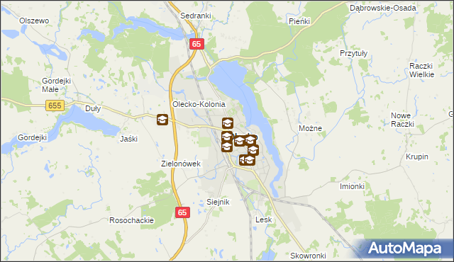 mapa Olecko, Olecko na mapie Targeo