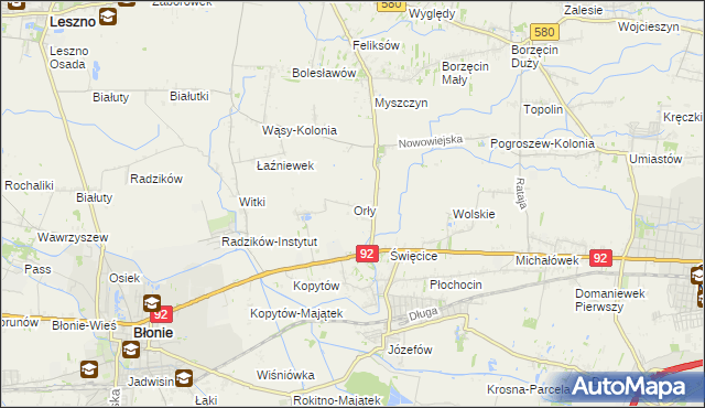 mapa Orły gmina Ożarów Mazowiecki, Orły gmina Ożarów Mazowiecki na mapie Targeo