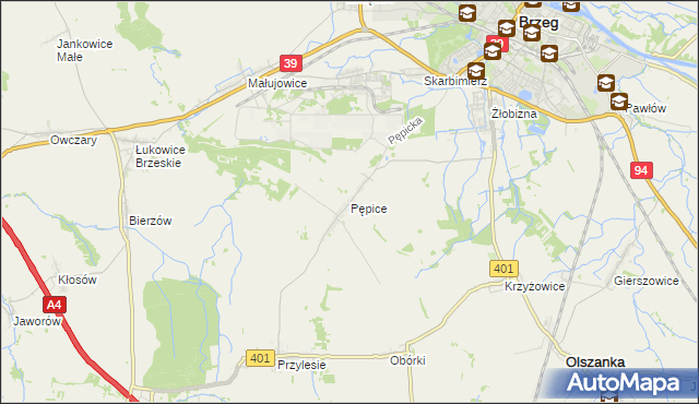 mapa Pępice gmina Skarbimierz, Pępice gmina Skarbimierz na mapie Targeo