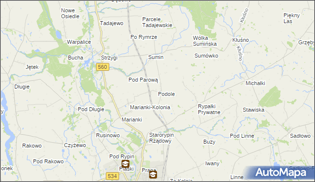 mapa Podole gmina Rypin, Podole gmina Rypin na mapie Targeo