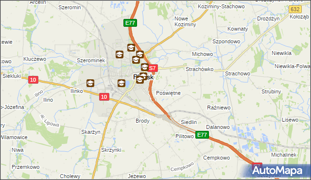 mapa Poświętne gmina Płońsk, Poświętne gmina Płońsk na mapie Targeo