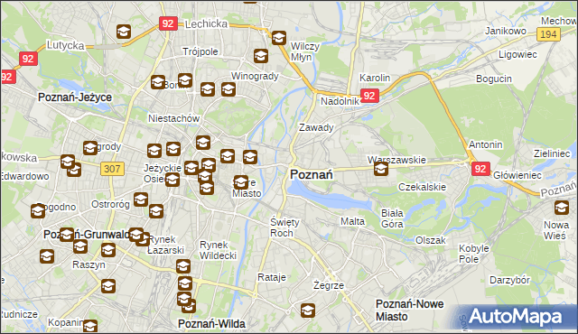mapa Poznania, Poznań na mapie Targeo