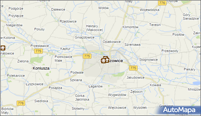 mapa Proszowice, Proszowice na mapie Targeo