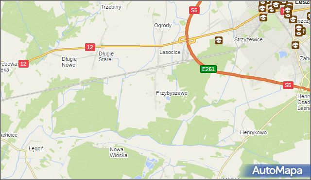 mapa Przybyszewo gmina Święciechowa, Przybyszewo gmina Święciechowa na mapie Targeo