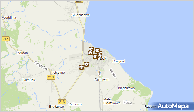 mapa Puck, Puck na mapie Targeo