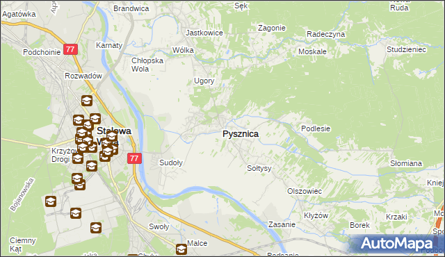 mapa Pysznica, Pysznica na mapie Targeo